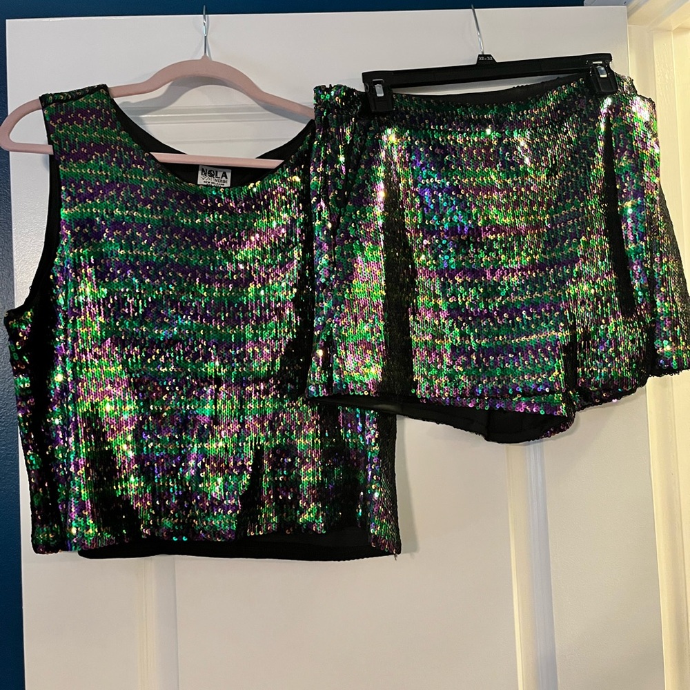 MARDI GRAS Sequin Tank and Skort Set